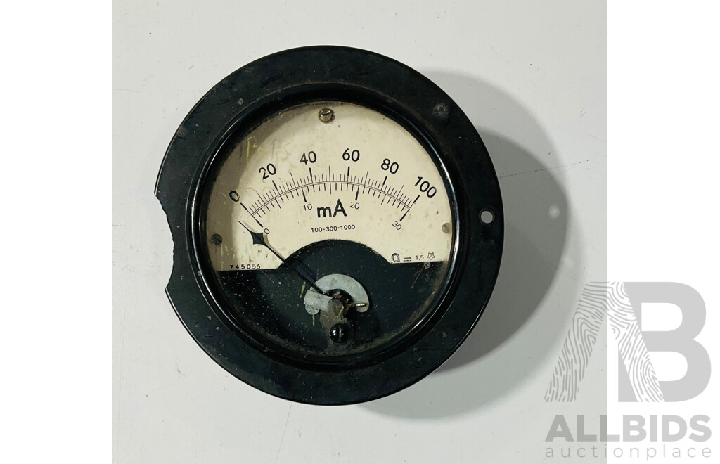 Three Vintage Bakelite Electrical Gauges Including Amps, Milliamps and Volts