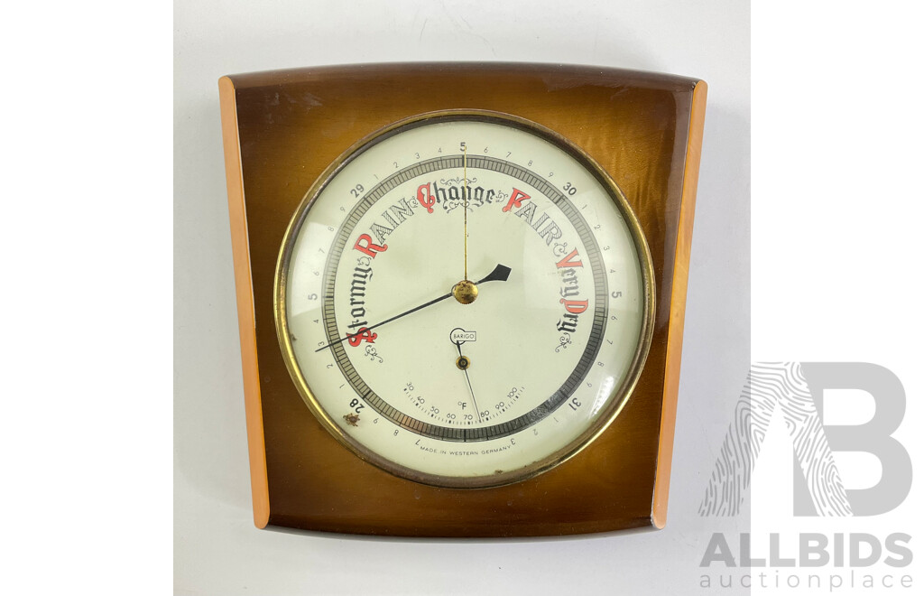 Mid Century Barigo Wall Barometer/Thermometer, Made in Germany