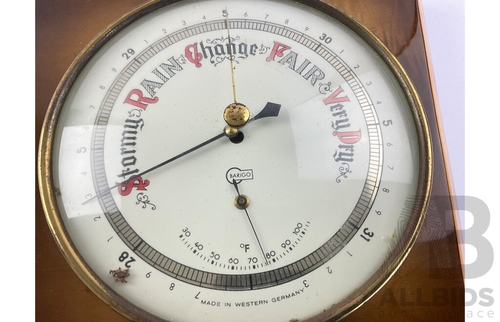 Mid Century Barigo Wall Barometer/Thermometer, Made in Germany