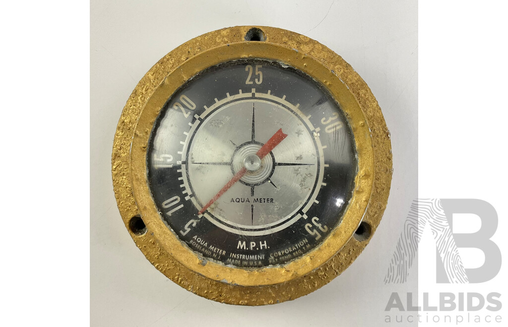 Mid Century Aqua Meter Instrument Corporation Speed Boat Speedometer