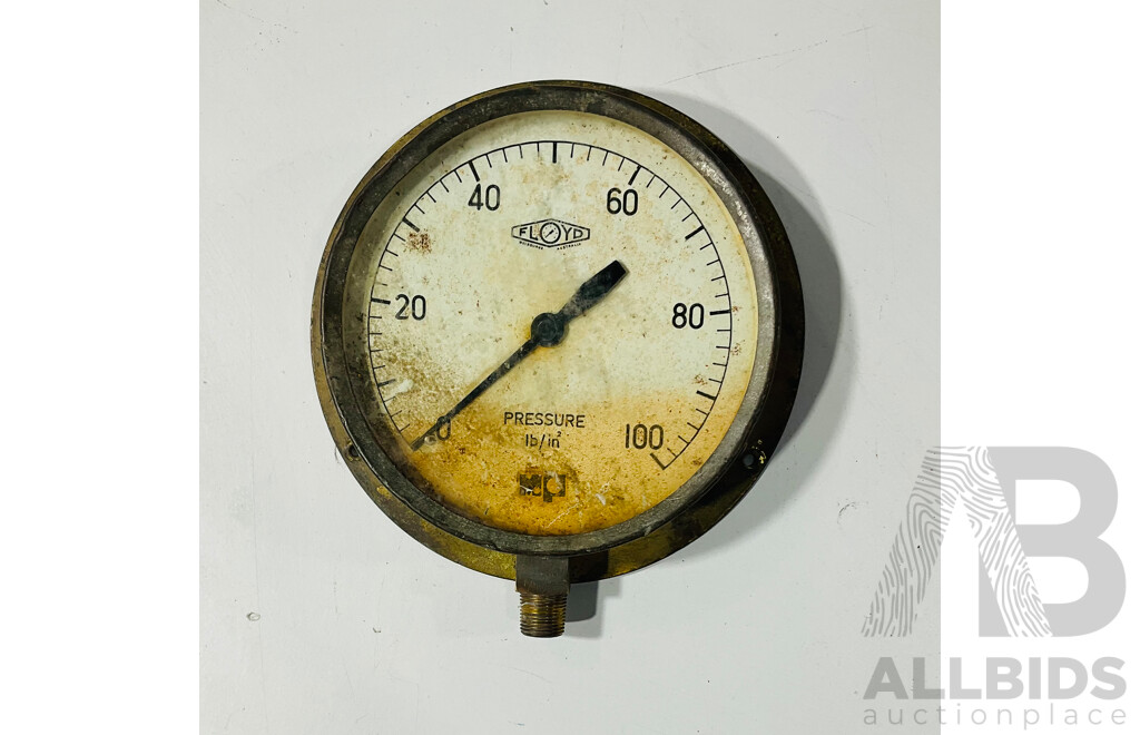 Four Vintage Gauges Including Floyd Australia Pressure, KDG Vacuum, Bourdon Tube Pressure