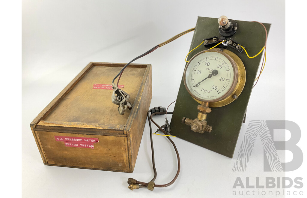 Vintage Davies Kent PTY LTD Sydney Oil Pressure Switch Tester, Pounds per Square Inch