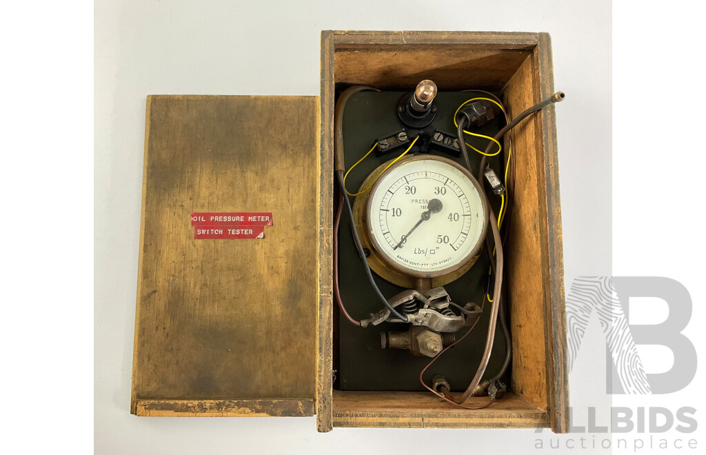 Vintage Davies Kent PTY LTD Sydney Oil Pressure Switch Tester, Pounds per Square Inch