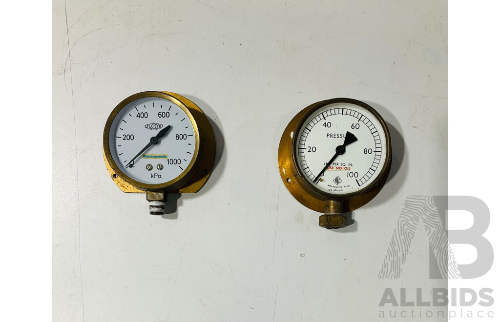 Three Vintage Australian Gauges Including Floyd Oxygen and Pressure and NIC Pressure