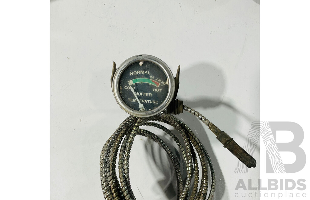 Vintage Automotive Mechanical Water and Oil Temperature Gauges with Senders