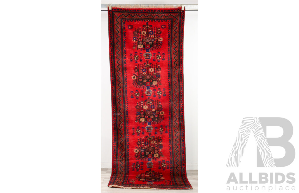 Afghan Hand Knotted Woollen Baluchi Hall Runner
