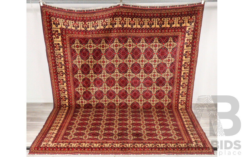 Large Red Tone Hand Knotted Afghan Bokhara