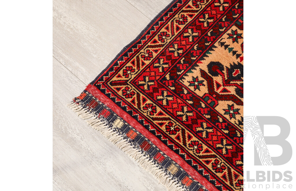 Large Red Tone Hand Knotted Afghan Bokhara