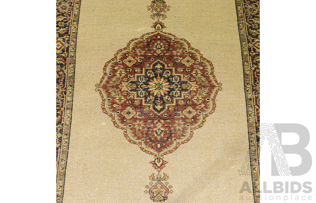 Hand Knotted Wool Persian Runner with Traditional Curvilinear Design