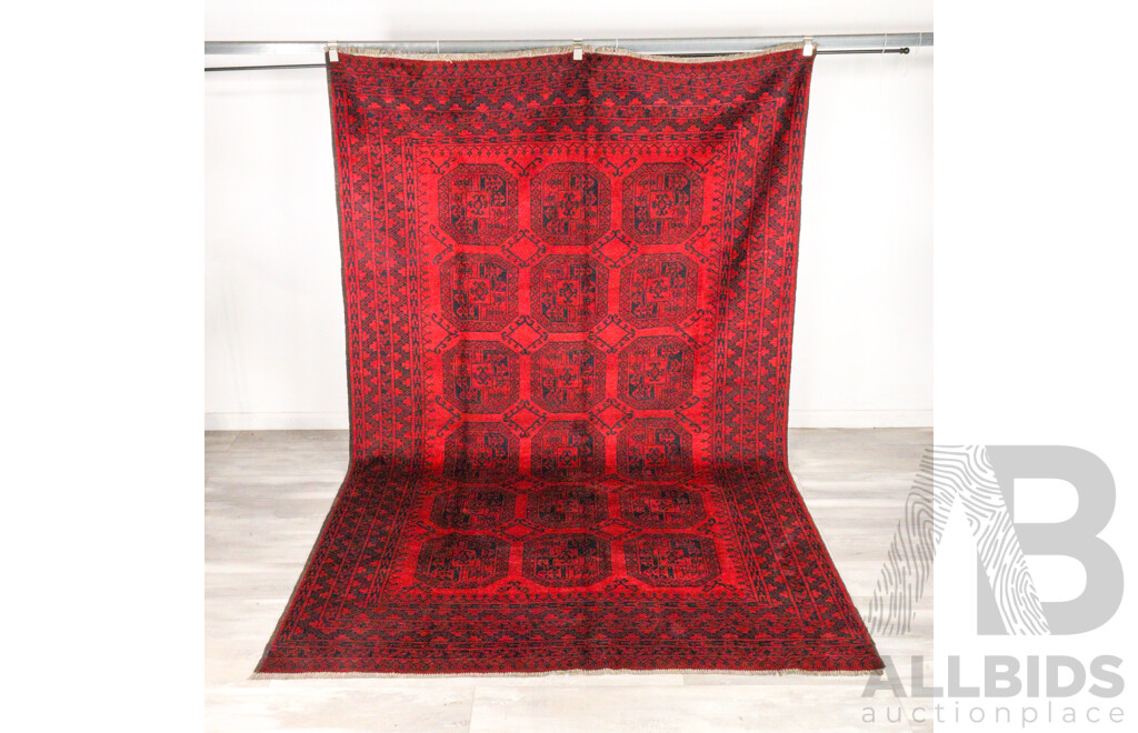 Hand Knotted Persian Bokarah in Deep Red Tones