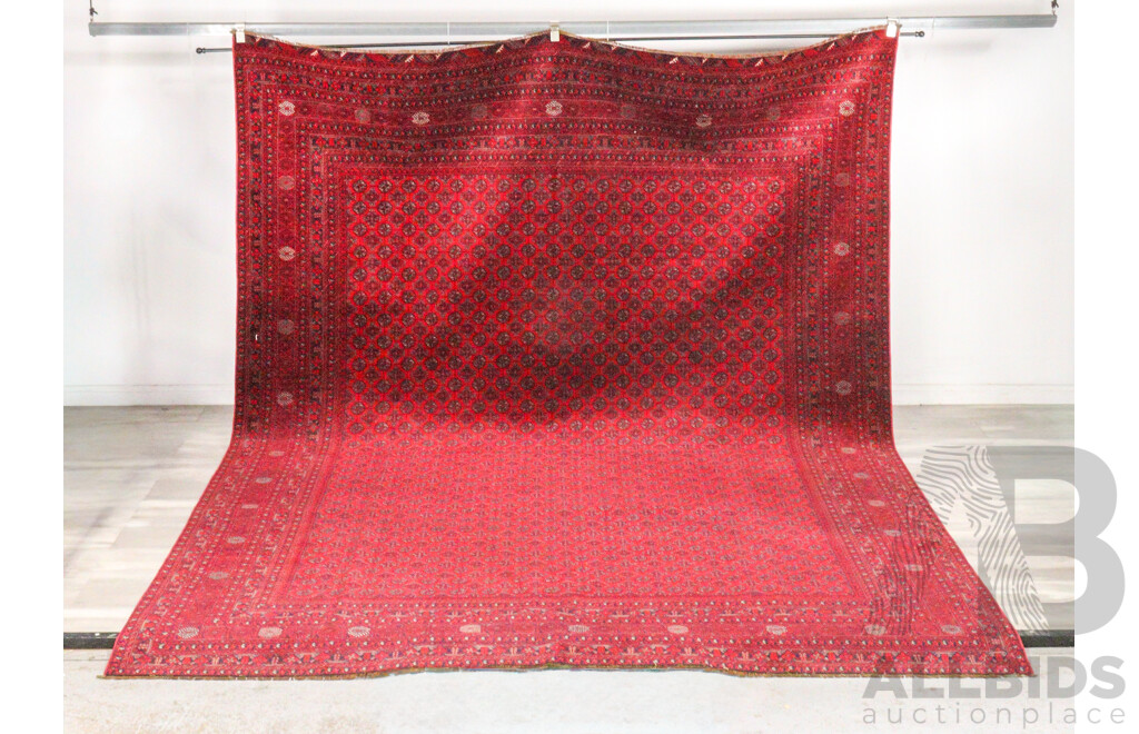 Hand Knotted Pure Wool Persian Bokarah in Deep Red Tones