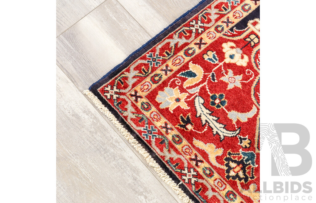 Small Pure Wool Hand Knotted Afghan Prayer Rug