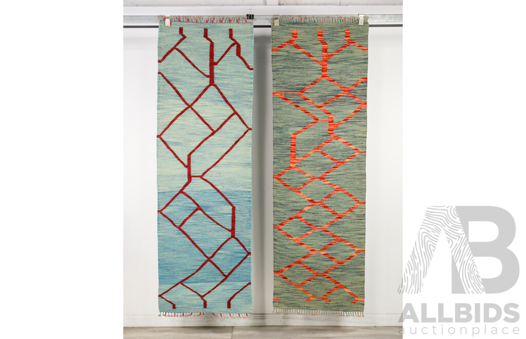 Pair of Afghan Kilim Hall Runners