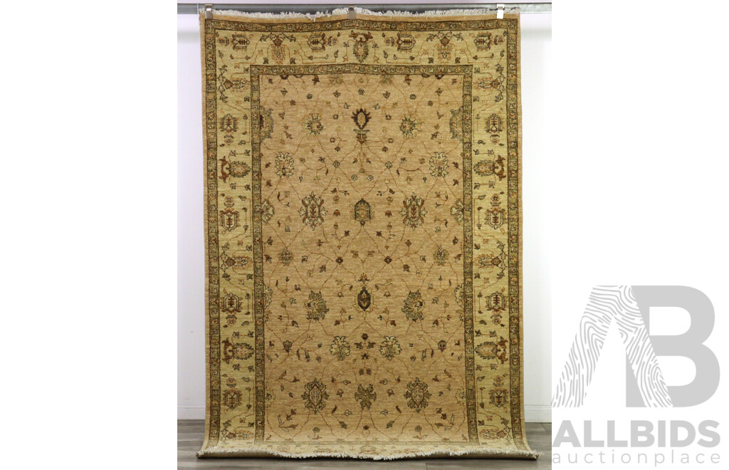 Large Hand Knotted Persian Wool Rug with Muted Colouration and Floral Theme