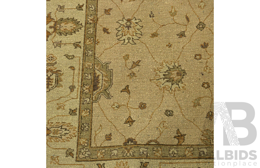 Large Hand Knotted Persian Wool Rug with Muted Colouration and Floral Theme