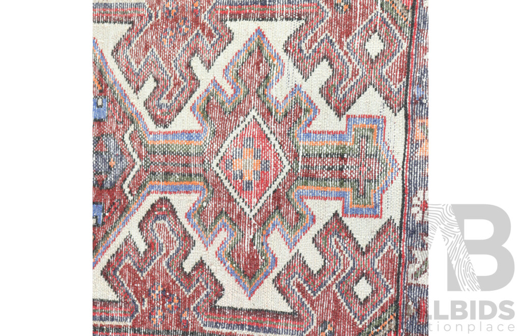 Hand Knotted Afghan Wool Rug with Bright Kazak Design