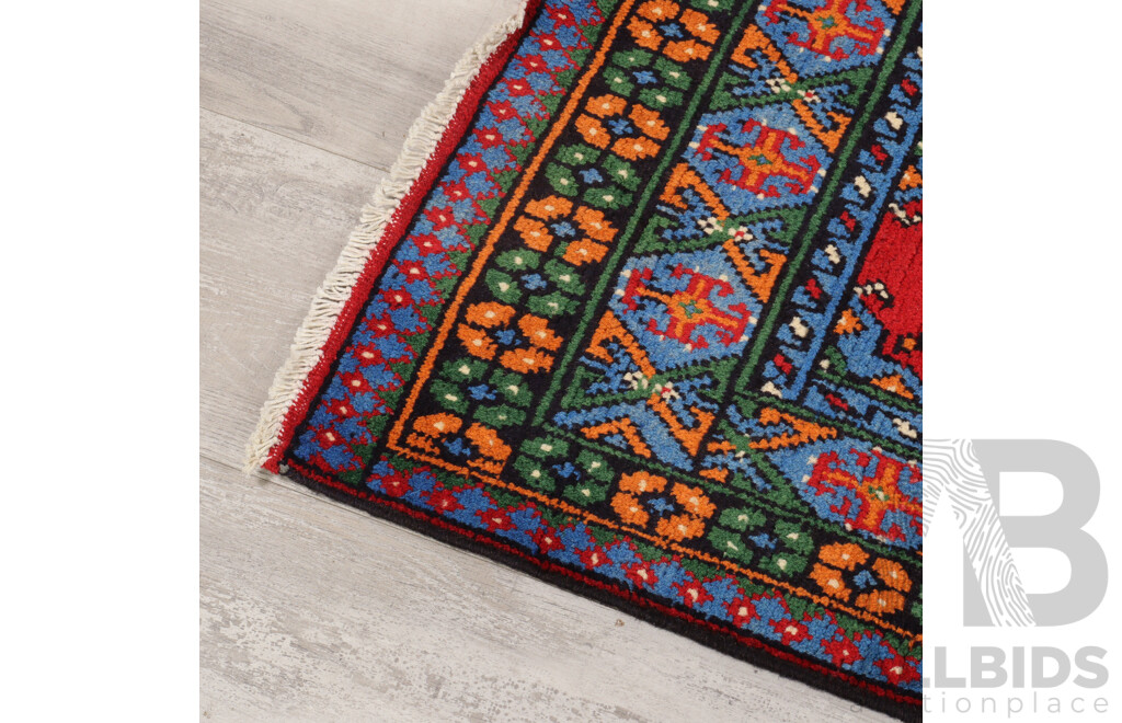 Hand Knotted Afghan Wool Rug with Traditional Design and Bright Colours