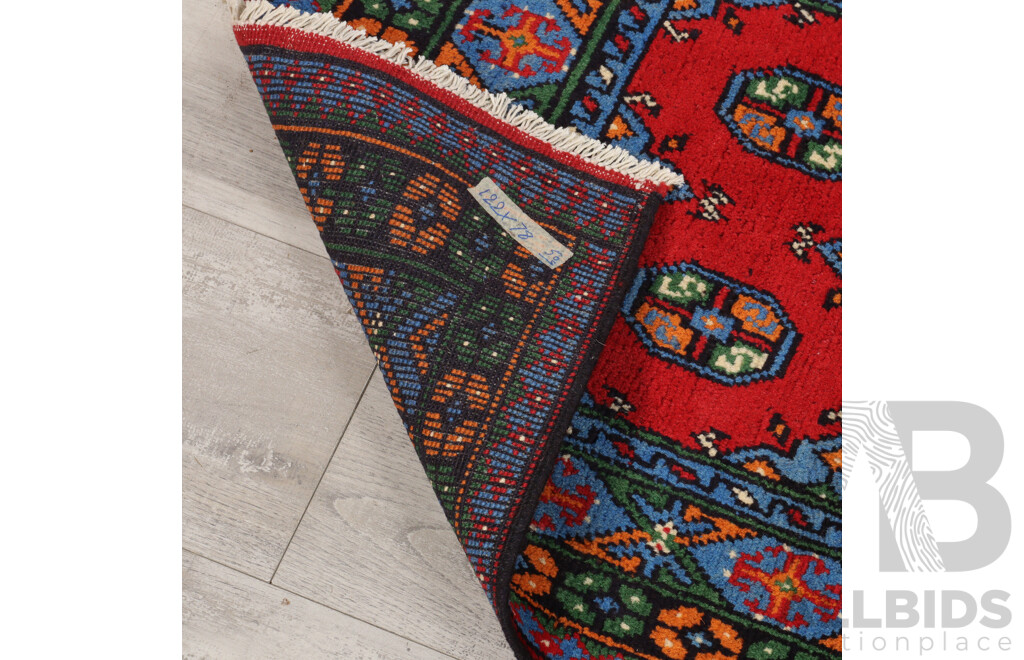 Hand Knotted Afghan Wool Rug with Traditional Design and Bright Colours