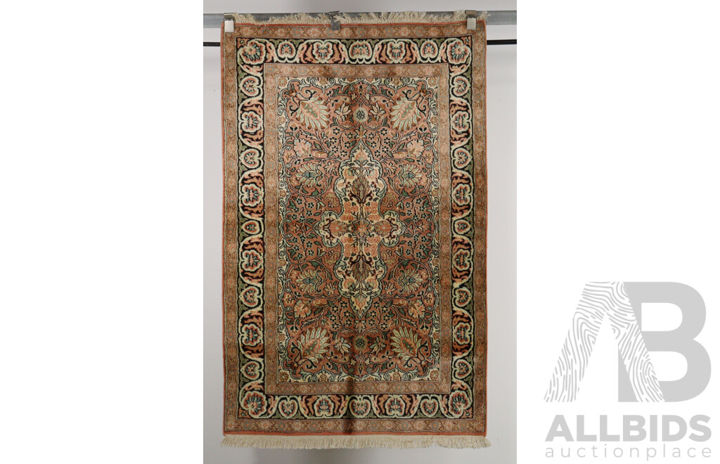 Hand Knotted Persian Wool and Poly Silk Rug with Nice Sheen