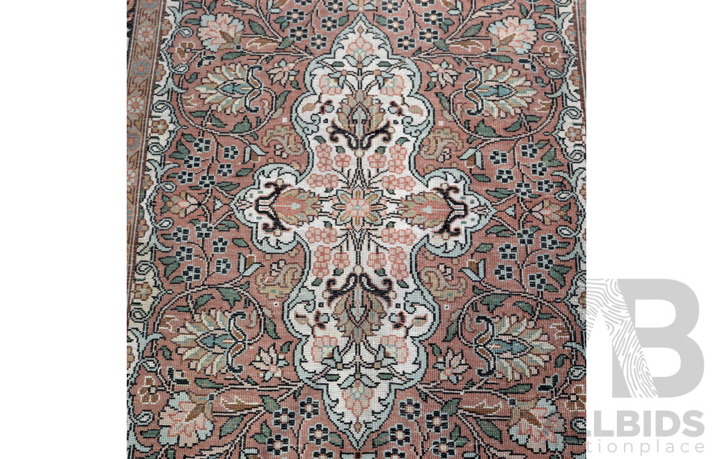 Hand Knotted Persian Wool and Poly Silk Rug with Nice Sheen