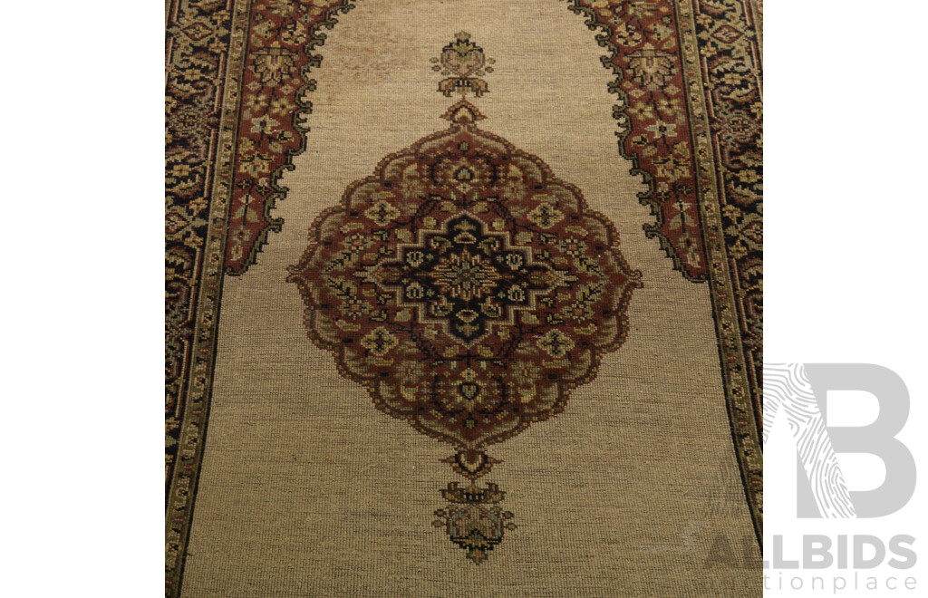 Hand Knotted Thick Wool Persian Runner with Traditional Curvilinear Foliate Design