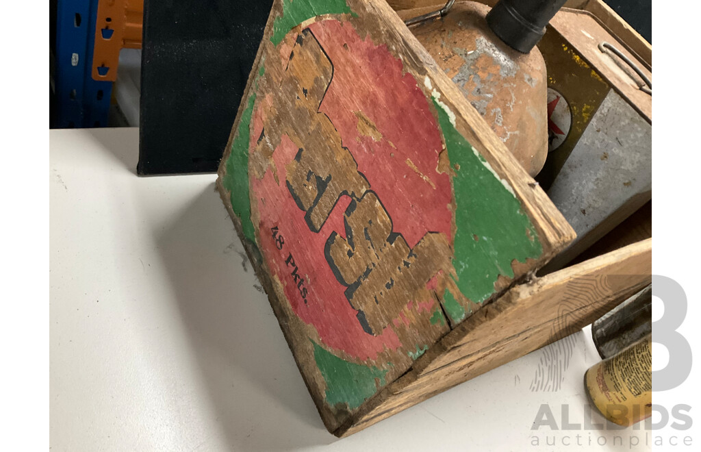 Collection of Vintage Oil Tins Including Shell Petroleum Jelly with Embossed Lid, Caltex Custom Five Star and Two Stroke, BP Grease with Pump, Engineers Oilers