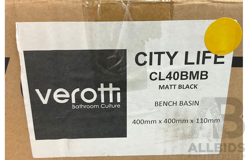VEROTTI City Life CL40BMB Bench Basin - Matt Black - ORP $369