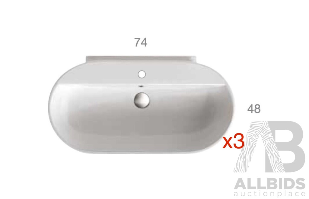GLOBO SA027.BI Wash Basin 74x48cm - Lot of 3