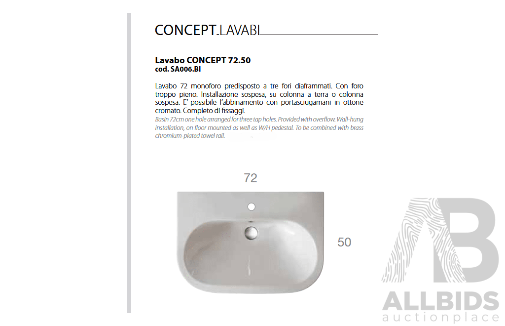 GLOBO SA006.BI Wash Basin 72x50cm - Lot of 4