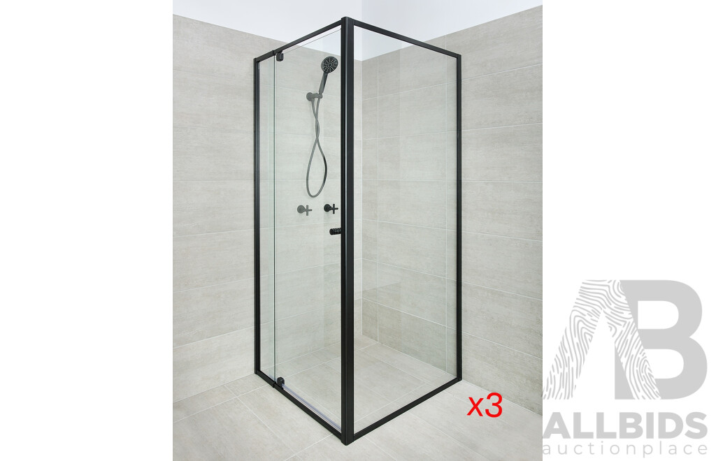 PIVOTECH Optima Adjustable Shower Screen - Matt Black - Lot of 3