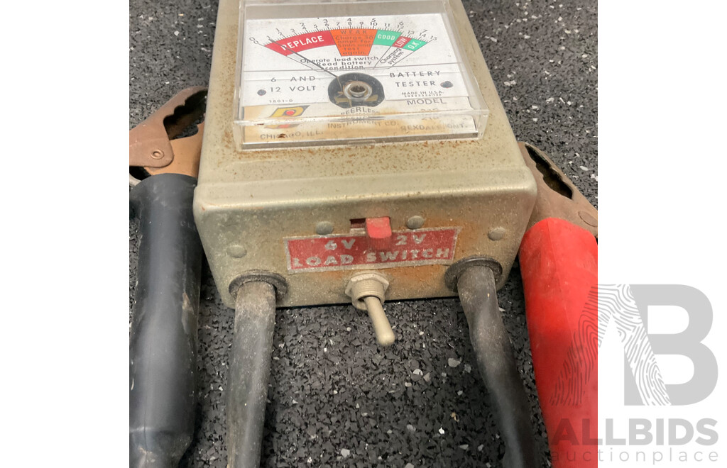 FERREX Electric Drill Press & Folding Crane & Vintage Dawn Vice & Battery Load Tester