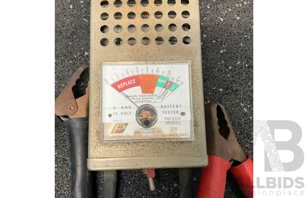 FERREX Electric Drill Press & Folding Crane & Vintage Dawn Vice & Battery Load Tester