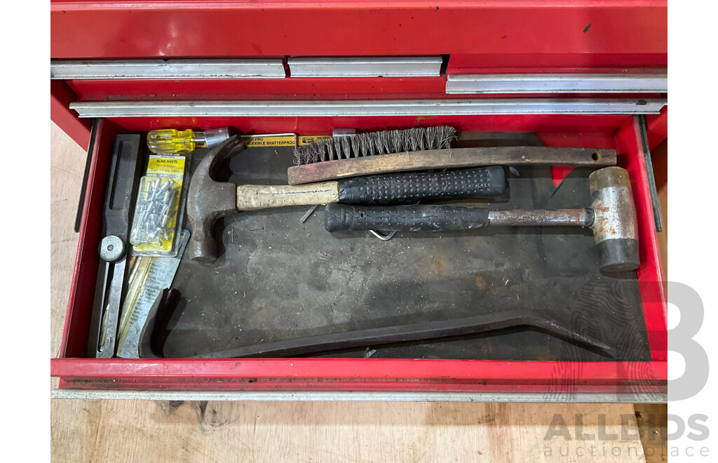 3 Toolboxes Containing Assorted Hardware - Hammers, Ratchets, Screwdrivers, Pliers, Files, Wrenches, Scissors