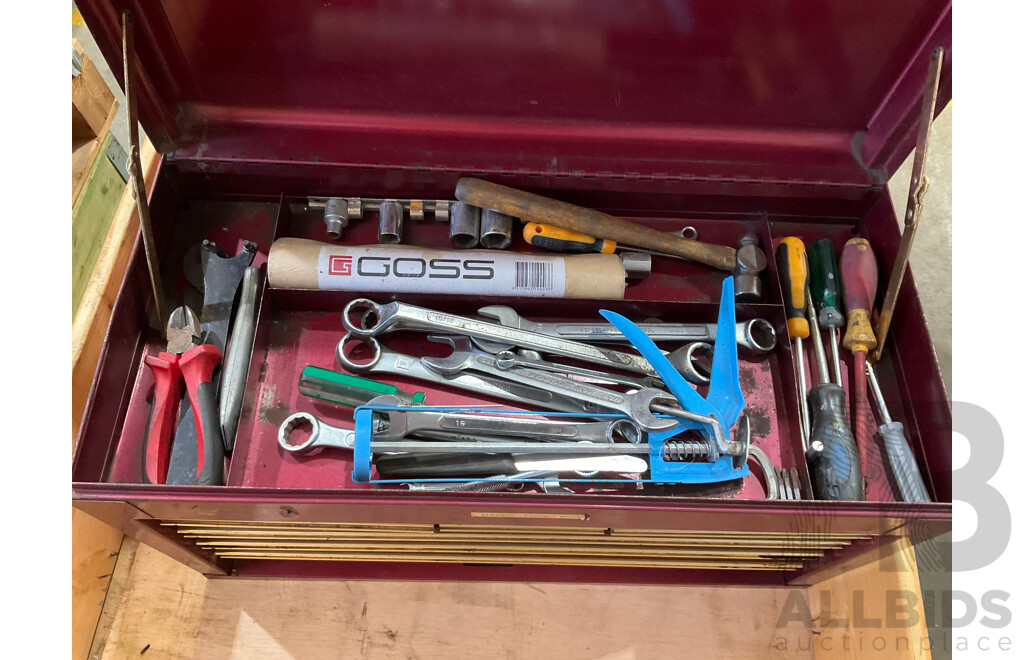 3 Toolboxes Containing Assorted Hardware - Hammers, Ratchets, Screwdrivers, Pliers, Files, Wrenches, Scissors