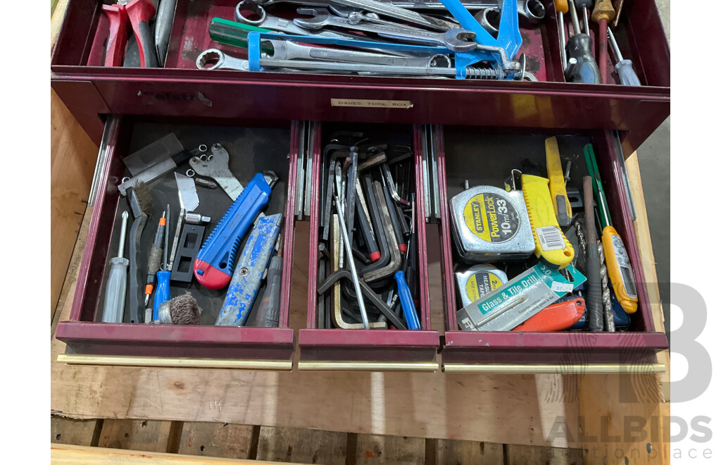3 Toolboxes Containing Assorted Hardware - Hammers, Ratchets, Screwdrivers, Pliers, Files, Wrenches, Scissors