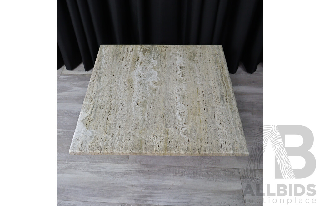 Travertine Square Form Side Table