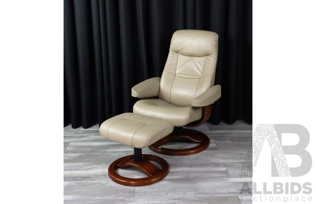 Modern Moran Leather Recliner with Footstool