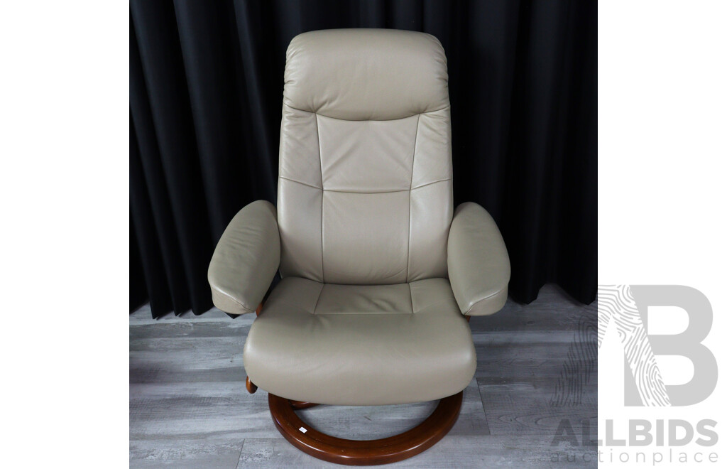 Modern Moran Leather Recliner with Footstool