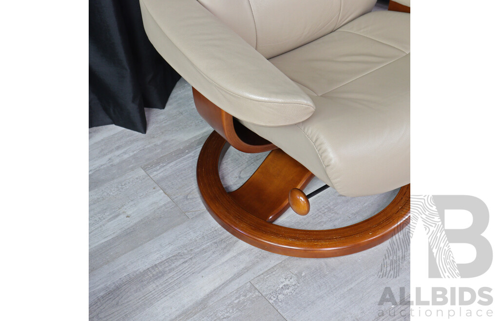 Modern Moran Leather Recliner with Footstool