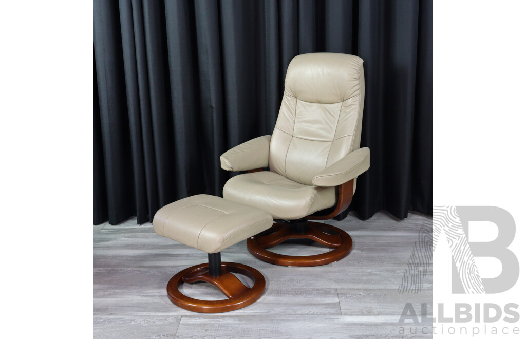 Modern Moran Leather Recliner with Footstool