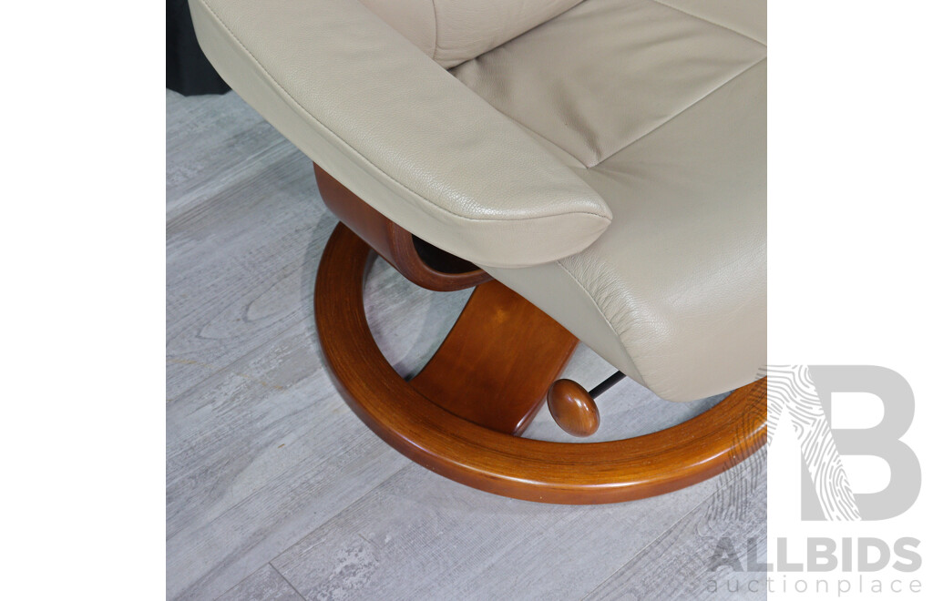 Modern Moran Leather Recliner with Footstool