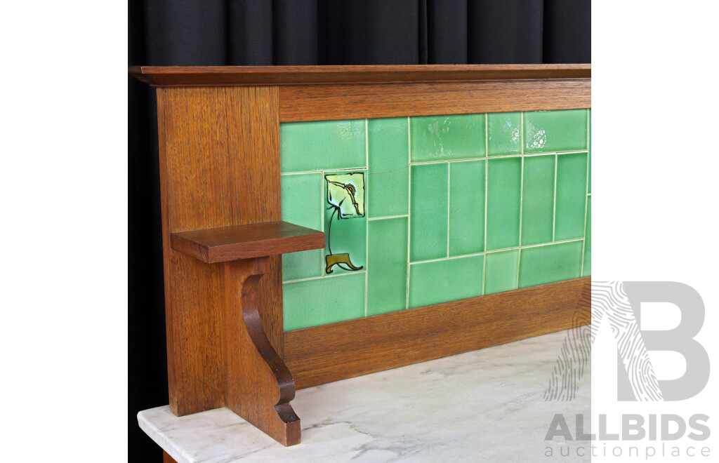 Edwardian Tile Back Washstand with Marble Top