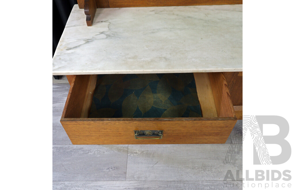Edwardian Tile Back Washstand with Marble Top