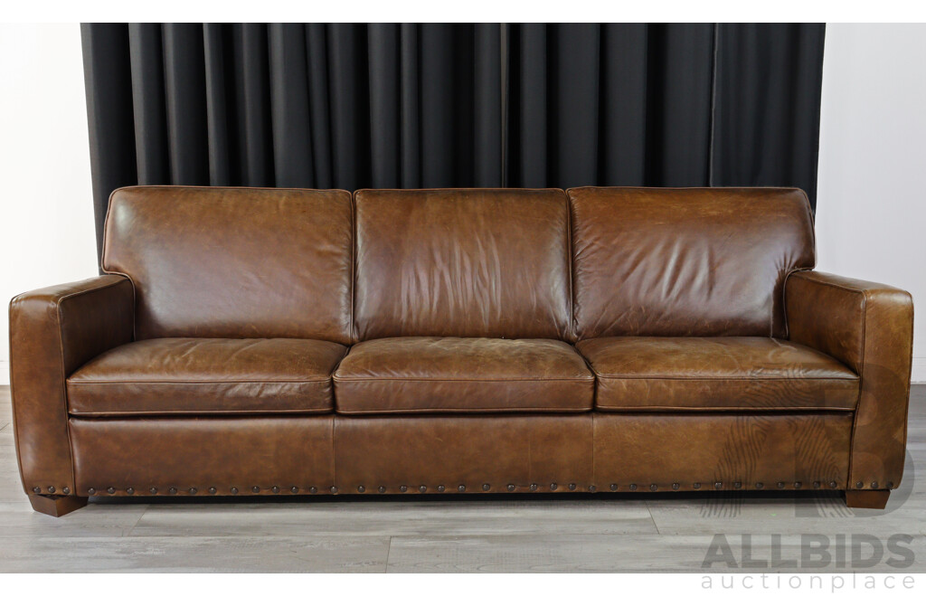 Modern Leather Three Seater Lounge by Freedom Furniture