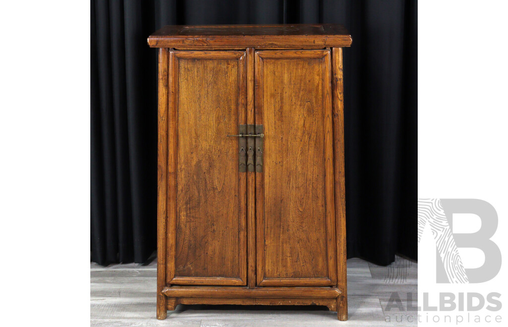Chinese Walnut Two Door Tapered Cabinet, Ex Humble House