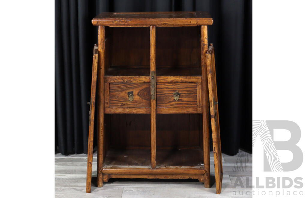 Chinese Walnut Two Door Tapered Cabinet, Ex Humble House