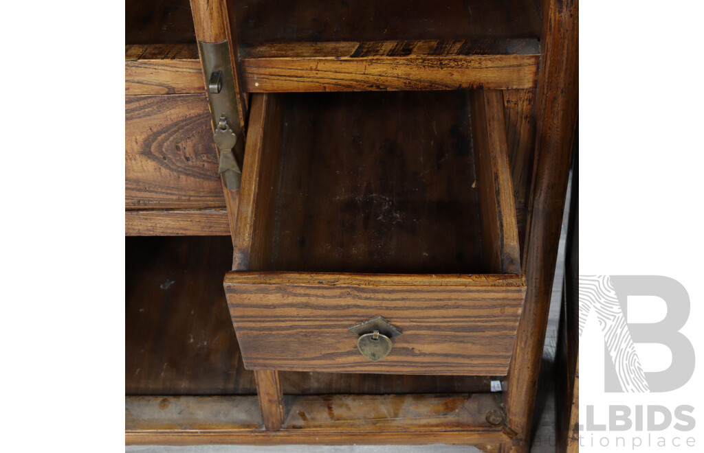 Chinese Walnut Two Door Tapered Cabinet, Ex Humble House