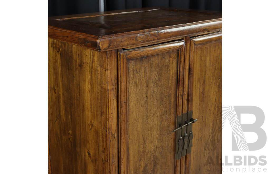 Chinese Walnut Two Door Tapered Cabinet, Ex Humble House