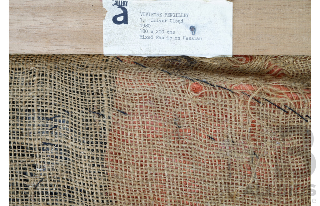 Vivienne Pengilley, (20th Century, British-Australian, 1944-2017), 1.Silver Cloud (1980), Mixed Fabric on Hessian, 180 x 200 cms