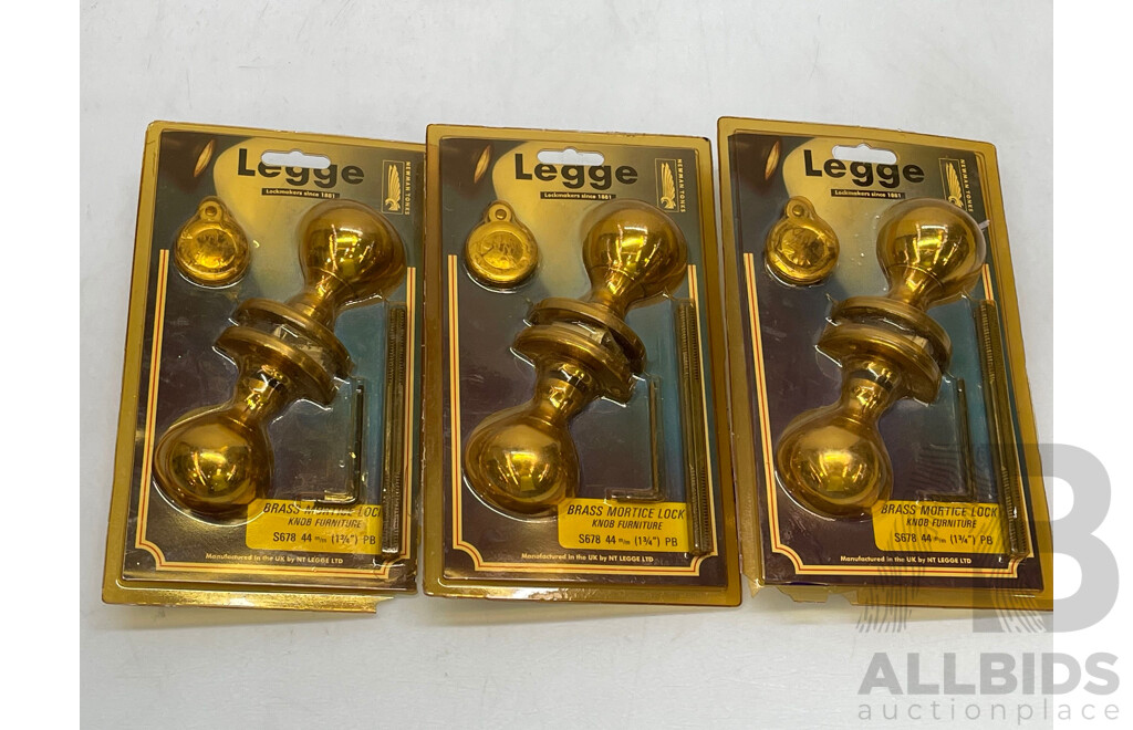 Legge Brass Mortice Furniture Locks - Lot of 3